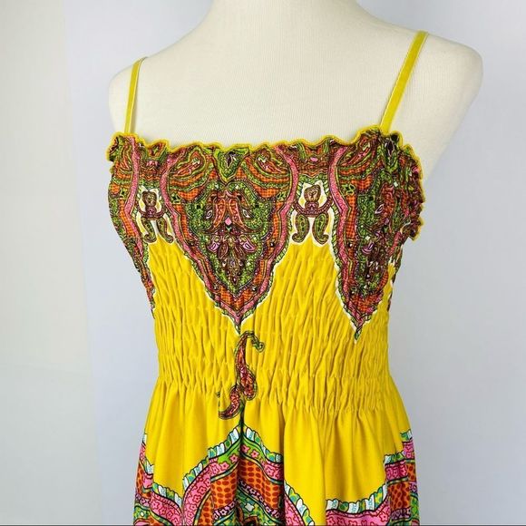 ISABELLA RODRIGUEZ Yellow Paisley Boho Print Maxi Dress - Picture 4 of 10